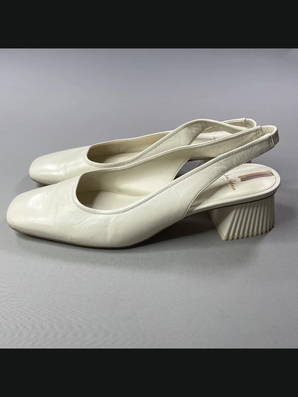 Sam Edelman Shoes Womens 10.5 off white leather toren block heel slingback